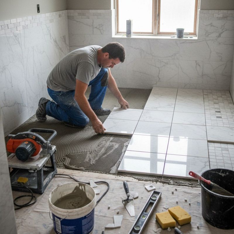 White Marble Tile Installation in Olathe, KS