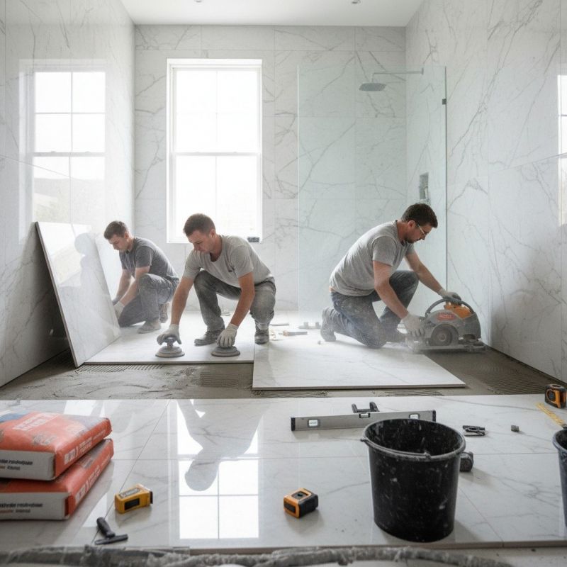 White Marble Tile Installation in Olathe, KS